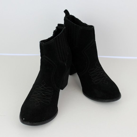 Franco Fortini Black Suede Chesney Western Heeled Ankle Boots size 8 - Picture 3 of 11